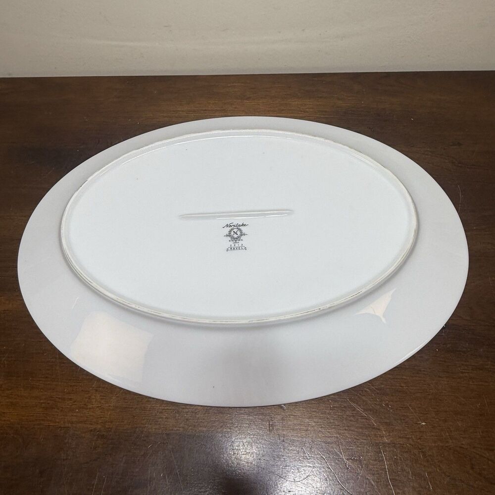Noritake Ravel Oval Serving Platter White Blue 14" L TM - Picture 6 of 7